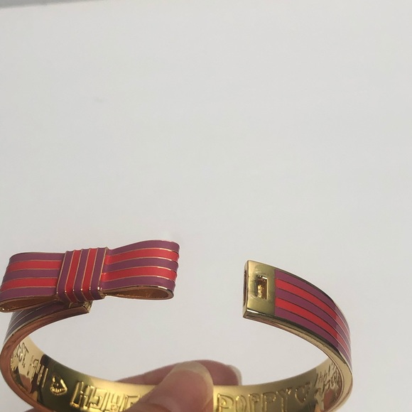 Coach Poppy Purple/Red Stripe Bow Bangle Bracelet - Picture 2 of 5